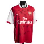 Team-signed Arsenal replica home jersey c 2007, 24 signatures in black marker including Lehmann,