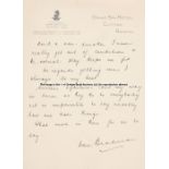 Donald Bradman signed handwritten letter, in ink on Grand Spa Hotel Clifton (Bristol) letterhead,