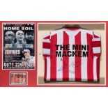Signed ‘Fighting on Home Soil’ fight poster and Sunderland “The Mini Mackem” red and white striped