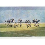 Limited edition Calcutta Cup rugby print titled 'Scotland The Brave' signed by the Hastings