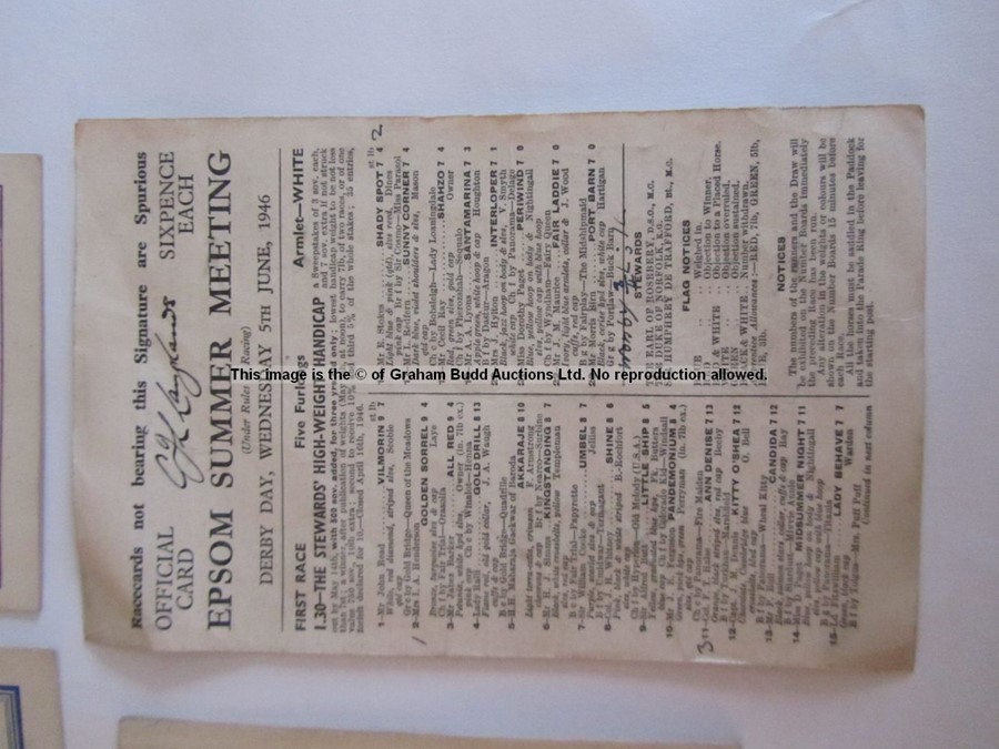 Four 1940s Epsom Derby Day racecards, comprising 1946 (Airborne), 1947 (Pearl Diver), 1948 (My Love) - Image 5 of 21