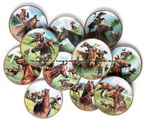 Collection of 11 Royal Worcester plates featuring great racehorses of the mid to late 20th