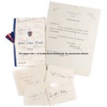 Miscellaneous sporting correspondence and signatures, comprising signed correspondence from sporting