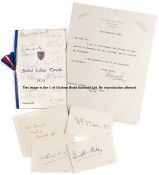 Miscellaneous sporting correspondence and signatures, comprising signed correspondence from sporting