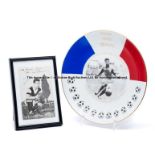 A Limoges porcelain plate commemorating the thirteen goals scored by Just Fontaine in the 1958