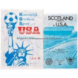 Two signed programmes for the USA national soccer team's Tour of Europe in 1978, v K. Berchem