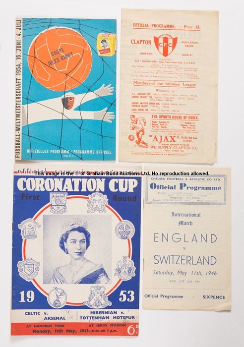 Ten assorted football programmes, comprising Clapton v Corinthians, London Senior Cup 2nd December