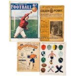 Collection of Edwardian publications featuring football, including Goal Post Vol.1 No.1 11.9.1906,