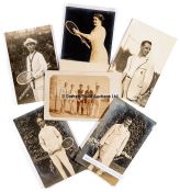 28 real tennis postcards, player portraits, match action etc.