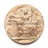 Athens 1906 Intercalated Olympic Games participation medal, bronze, designed by Lytras, seated