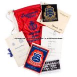 Ilford FC memorabilia, including pennants, cloth badges, tour itineraries, menus, handbooks, boxed