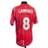 Frank Lampard signed England 2004-05 red replica away jersey, short sleeved with England badge,