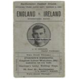 Rare official programme for the 1901 England v Ireland international match played at Southampton 9th