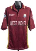 Team-signed West Indies shirt from the 2004 ICC Champions Trophy in England, 14 signature in black