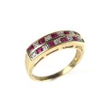 9 ct yellow gold ruby and diamond ring.