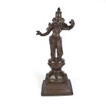 An Indian bronze sculpture of the Hindu deity Rama, South India, late 19th century.