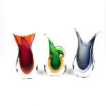 Murano: A group of three Venetian glass vases designed by Formia, Italian, 21st century.