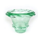A French Daum Nancy green glass vase.