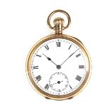 Dennison 9 ct yellow gold open face pocket watch.