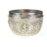 A Burmese silver bowl, Burma, 19th century.