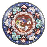 A Japanese cloisonné plate, Meiji period.
