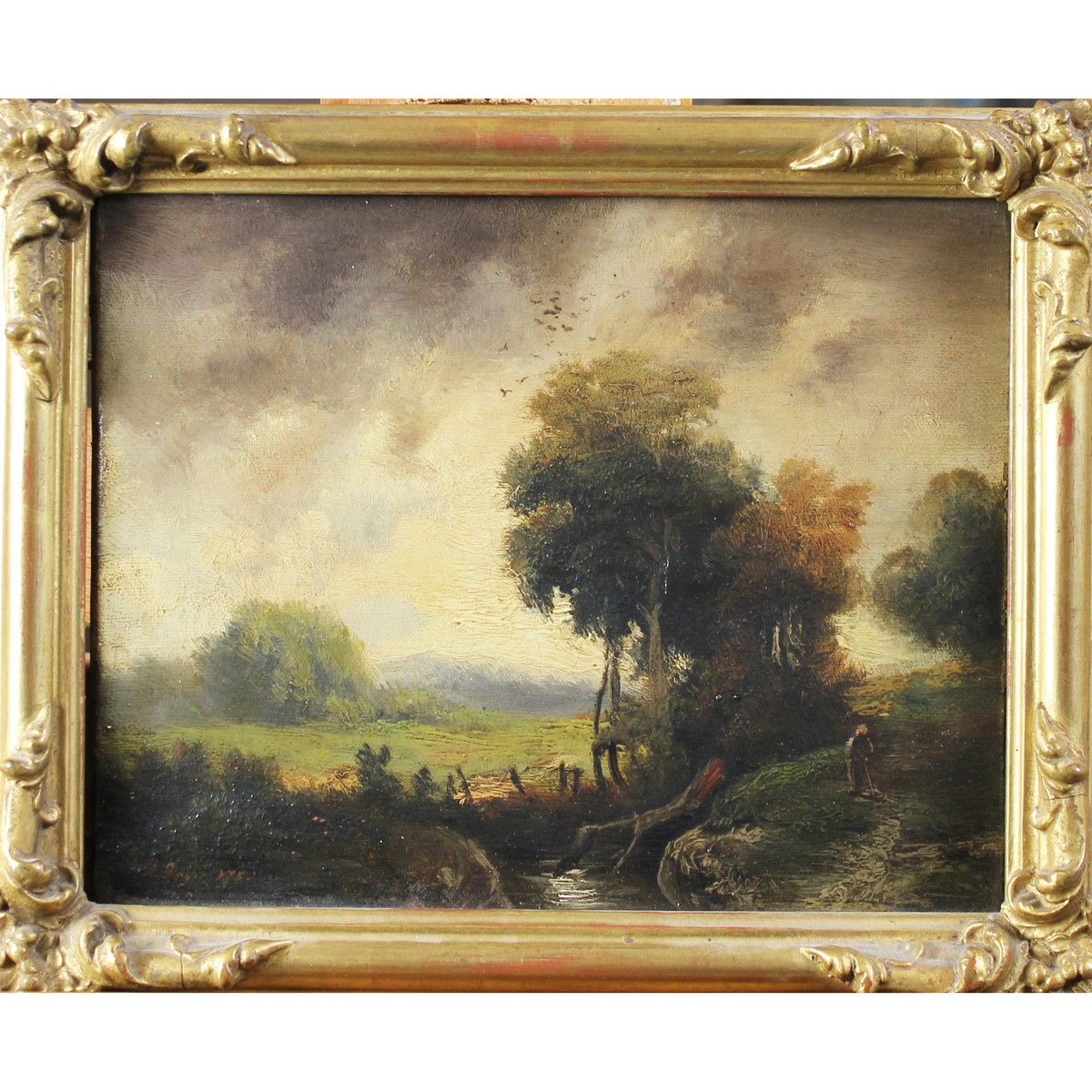 Bayer, Julius 1840-1883 Austrian, Landscape near Hannersdorf. - Image 2 of 2