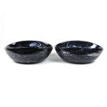Murano: Two matching Venetian 'Black Silver' glass bowls designed by Yalos, Italian, 21st century.