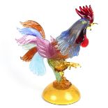 Murano: A large Venetian glass model of a rooster by Formia, Italian, 21st century.