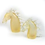 Murano: Two Venetian sculptural glass horses heads by Formia, Italian, 21st century.
