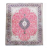 A very fine pure silk handmade Persian Qom rug.
