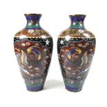 A pair of Japanese cloisonné vases, Meiji period.