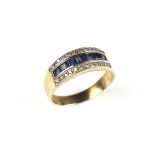 9 ct yellow gold sapphire and diamond ring.