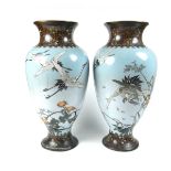 A pair of Japanese cloisonné vases, Meiji period.