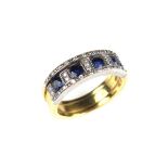 18 ct yellow gold sapphire and diamond ring.