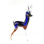 Murano: A large Italian sommerso glass model of a deer, mid/late 20th century.