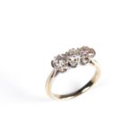 18 ct white gold three stone diamond ring.