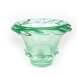 A French Daum Nancy green glass vase.