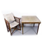 A card table/occasional table and set of folding chairs, early/mid 20th century.