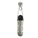 An Edwardian silver lorgnette glasses case chatelaine.