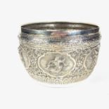 A Burmese silver bowl, Burma, 19th century.