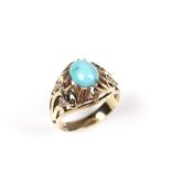14 ct yellow gold turquoise and diamond ring.