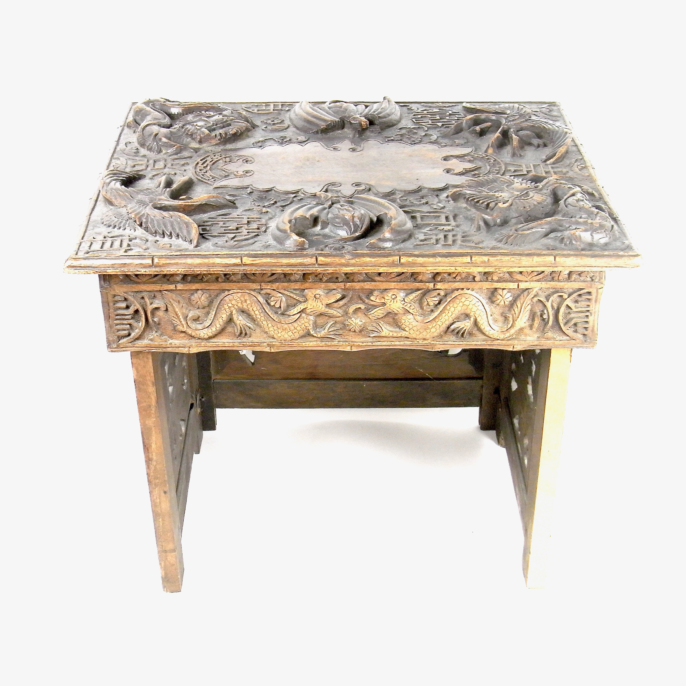 A Chinese carved wood prayer table, late 19th/early 20th century. - Image 5 of 6