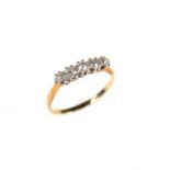 18 ct yellow gold five stone diamond ring.