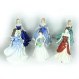 A group of six Royal Doulton porcelain figurines, late 20th century.