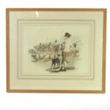 William H Payne - Hand coloured aquatint entitled 'Smithfield Drover', early 19th century.