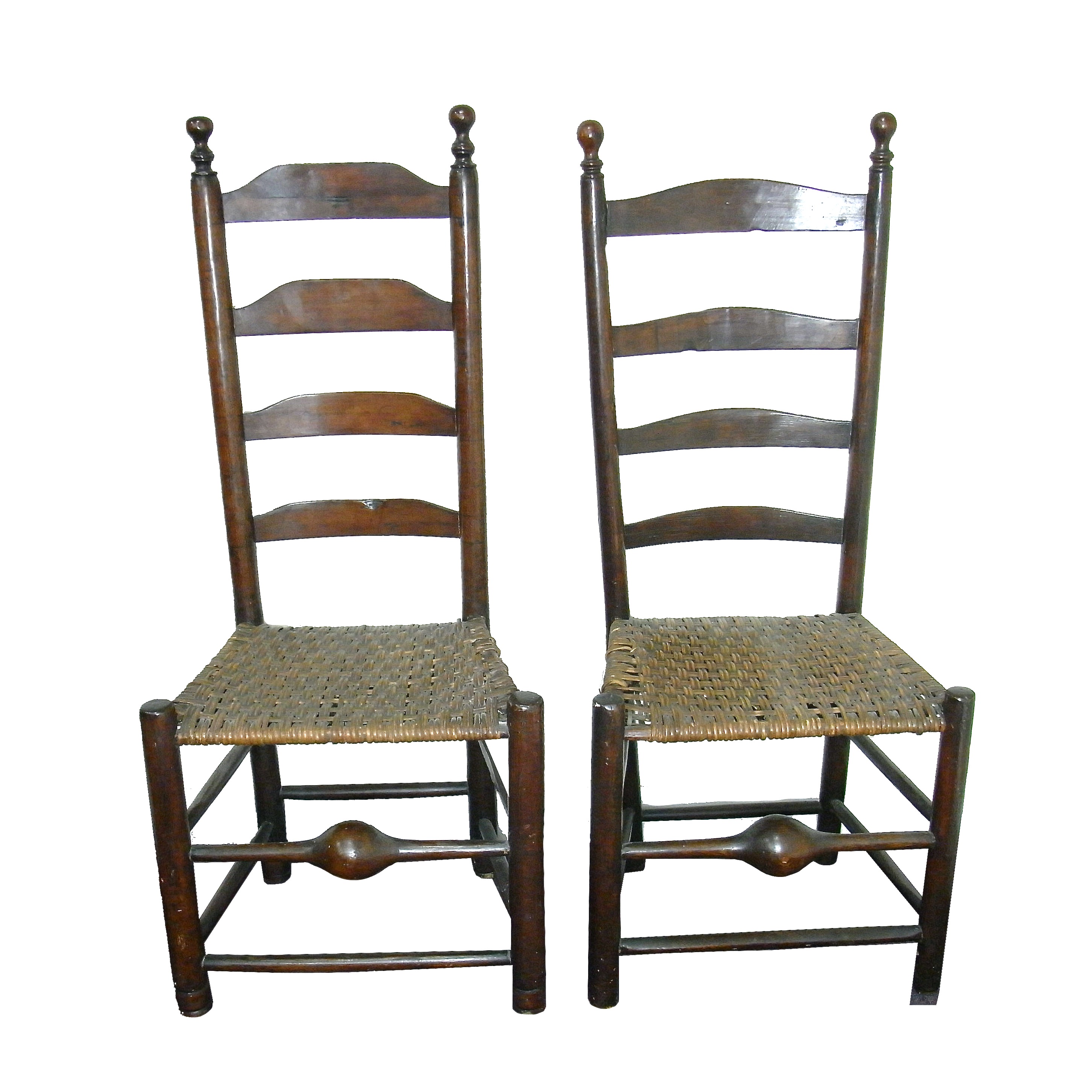 Two Victorian ladder back chairs.
