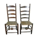Two Victorian ladder back chairs.