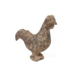 A Chinese funerary pottery rooster, probably Han dynasty period (206 BC - 220 AD).