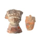 Two Pre-Columbian ornamental figural fragments, probably Teotihuacan people, Central Mexico