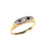 18 ct yellow gold sapphire and diamond ring.